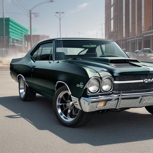 Chevelle with Army Tracks as Cubist Art