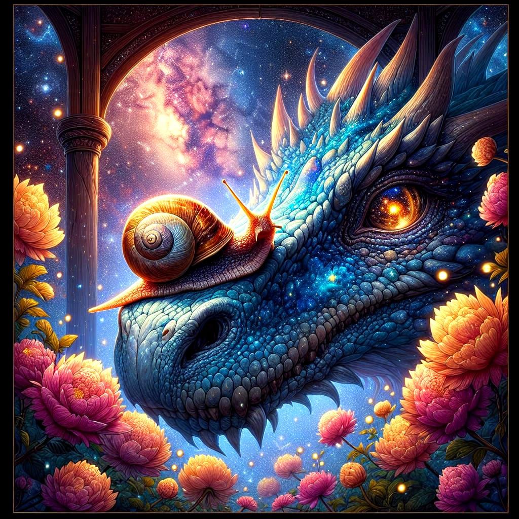Celestial Snail and Dragon Friendship