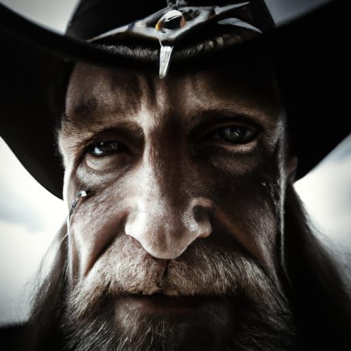 Dead Cowboy Portrait with Pentacle in Sinister Style