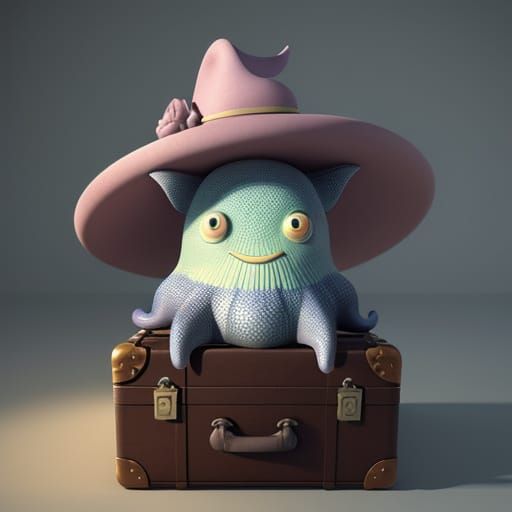adorable Octopus wearing a derby hat