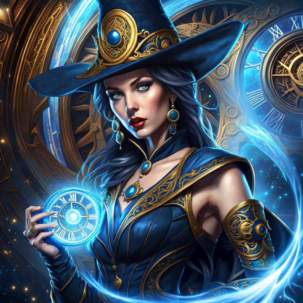 Sorceress Controls Time Inside Gothic Portal