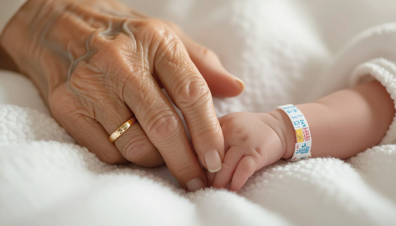Touching Hands: Newborn and Elderly in Photorealistic Style