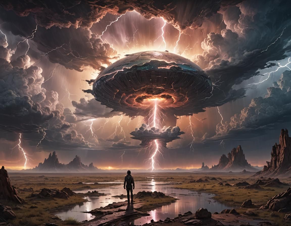 Silk Scarf Tornado on Alien Planet, Watercolor