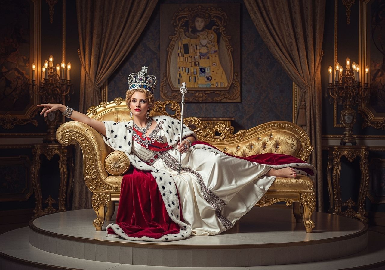 Tsarina Lounging on Opulent Chaise Longue as Professional Ph...