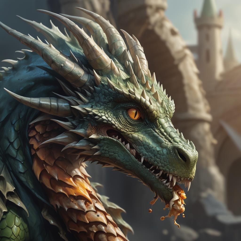 Dragon Snack: Hyperrealistic Digital Art at Dusk