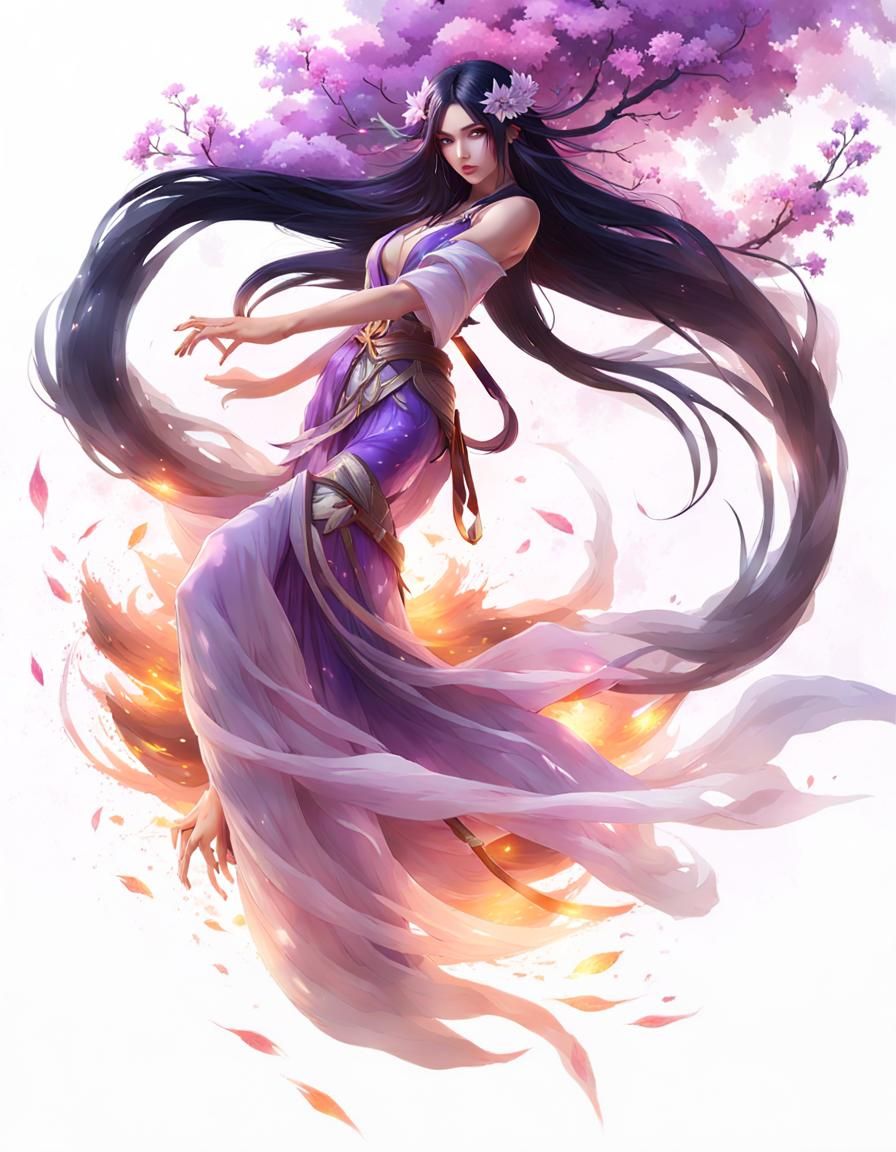 Mystical Tree Spirit in Okami Game Art Style