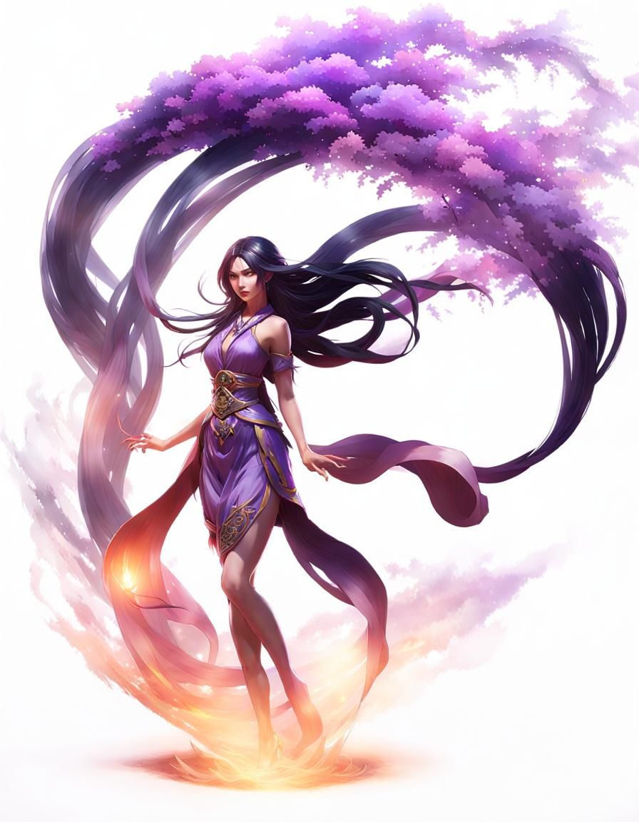 Mystical Tree Spirit in Okami Game Art Style