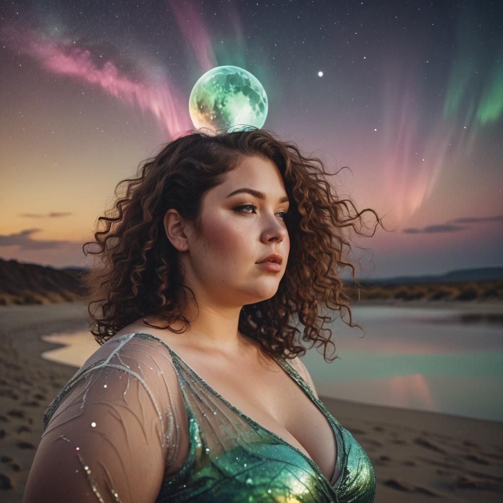 Double Exposure Portrait with Aurora Borealis