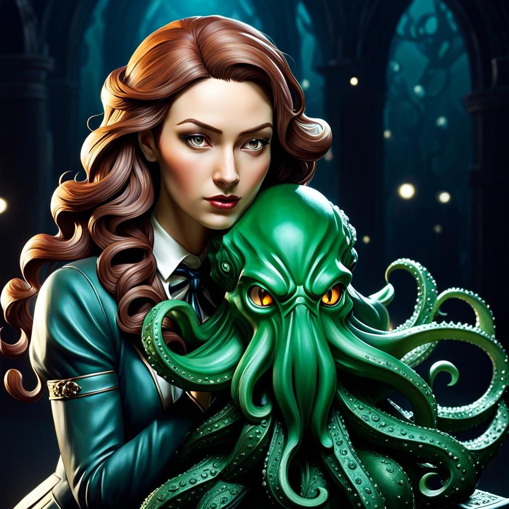 Girl and Cthulhu Figurine's Secret Magical Life