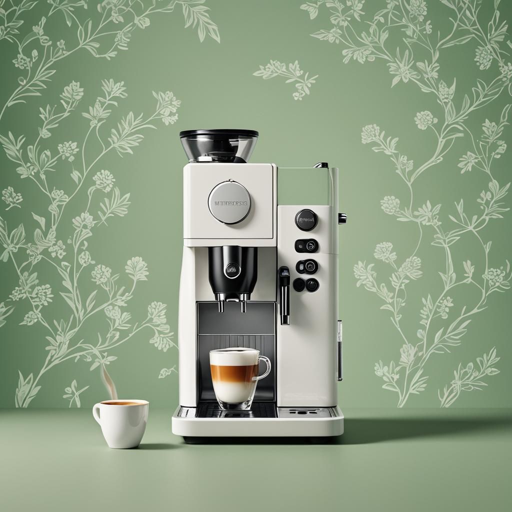 Minimalist White Coffee Machine: Fiction Artwork