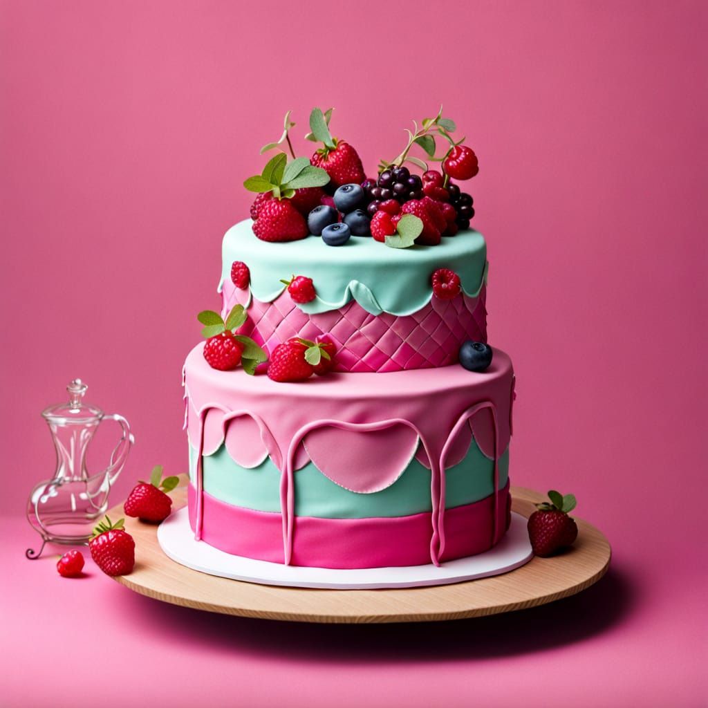 Retro Fancy Dessert Tower Cake in Pastel Pink