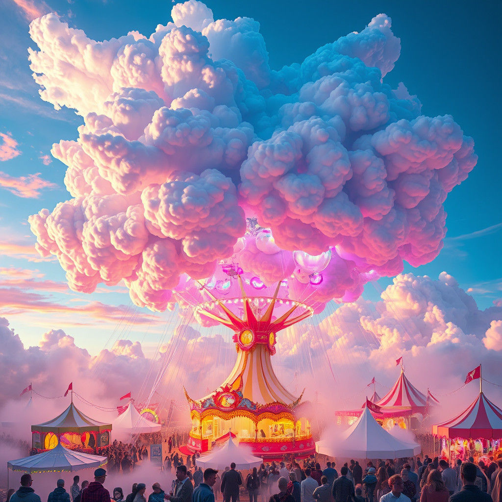 Surreal Intergalactic Carnival in Neon Colors