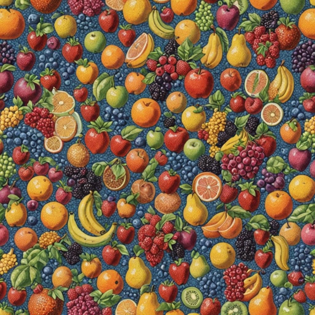 Pointillist Still Life: Colorful Fruit Composition