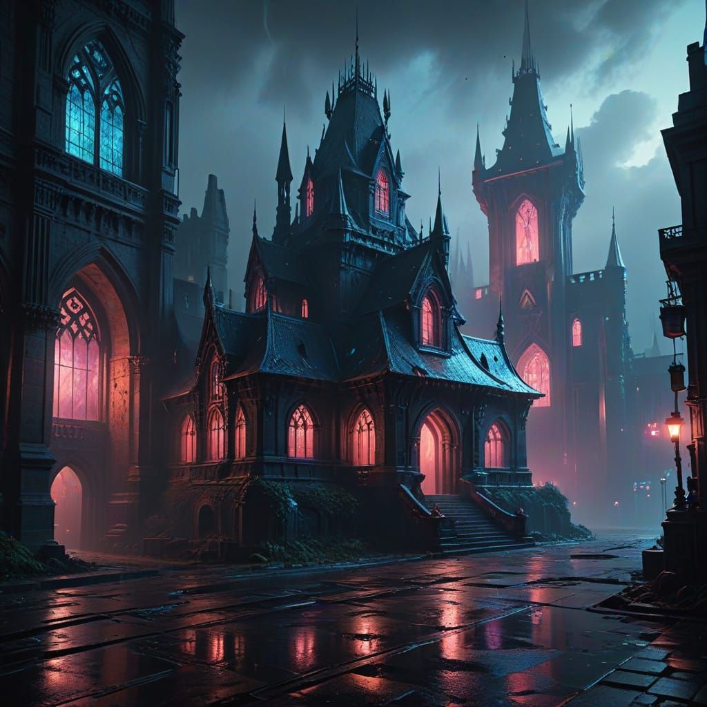 Hyperreal Gothic Castle Clay Hat in Cyberpunk Style