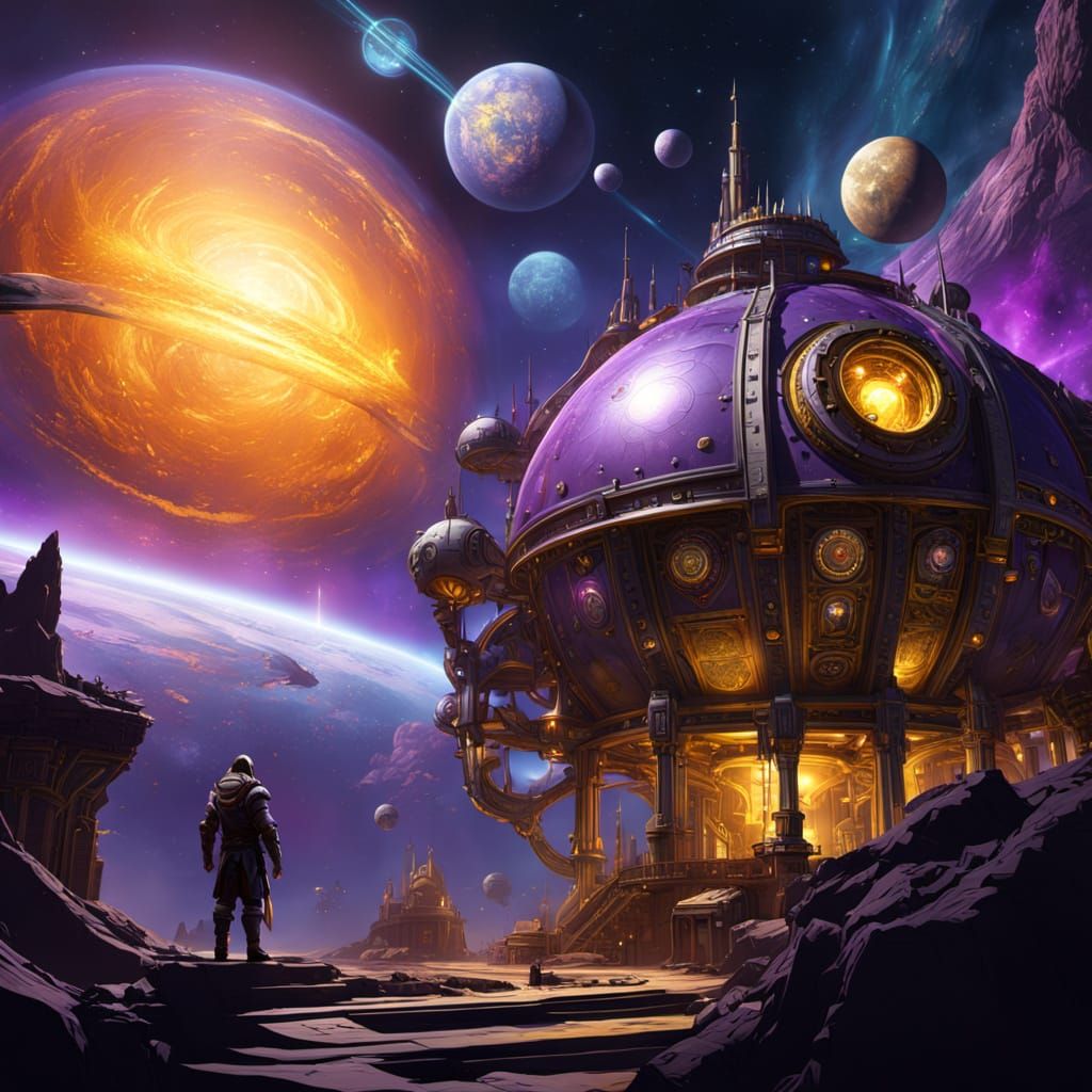 Dark Fantasy Space Travel Masterpiece in Intricate Detail