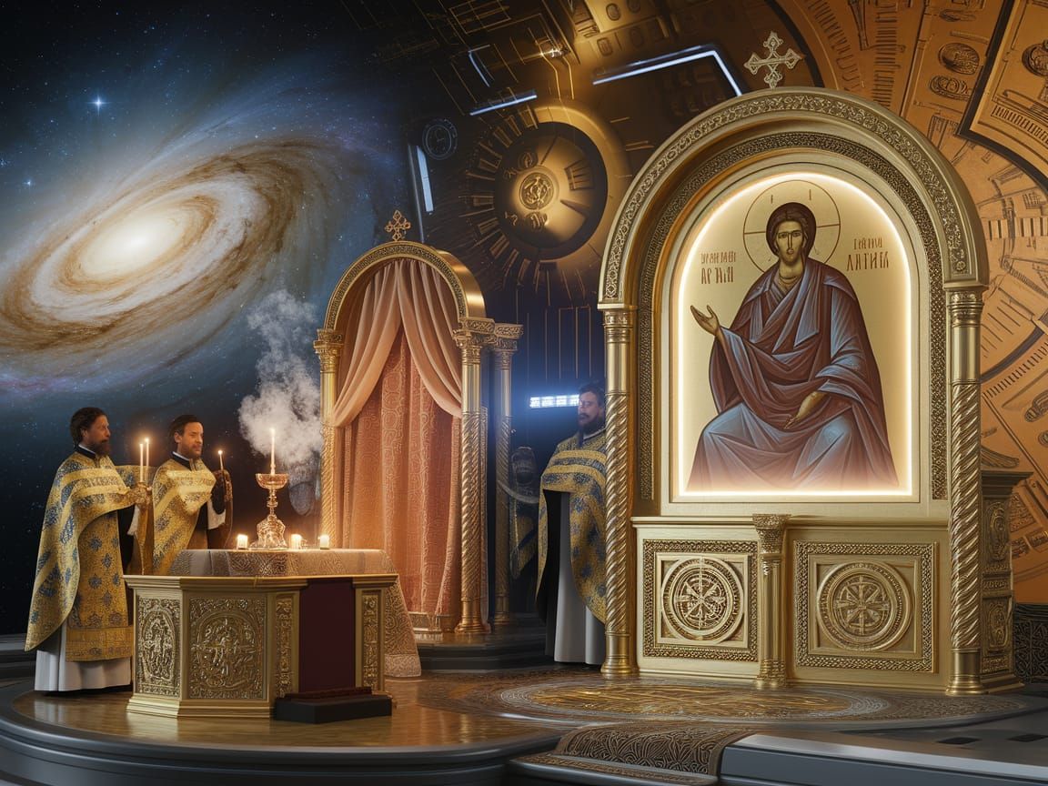 Ancient Orthodox Icon Meets Futuristic Galaxy in Breathtakin...