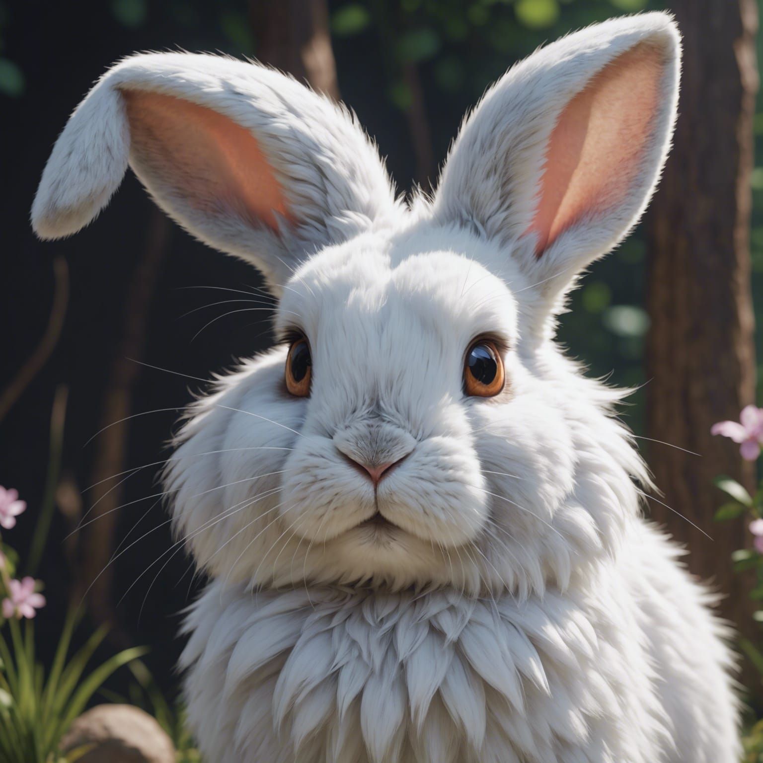 Fluffy White Rabbit in 3D Anime Art