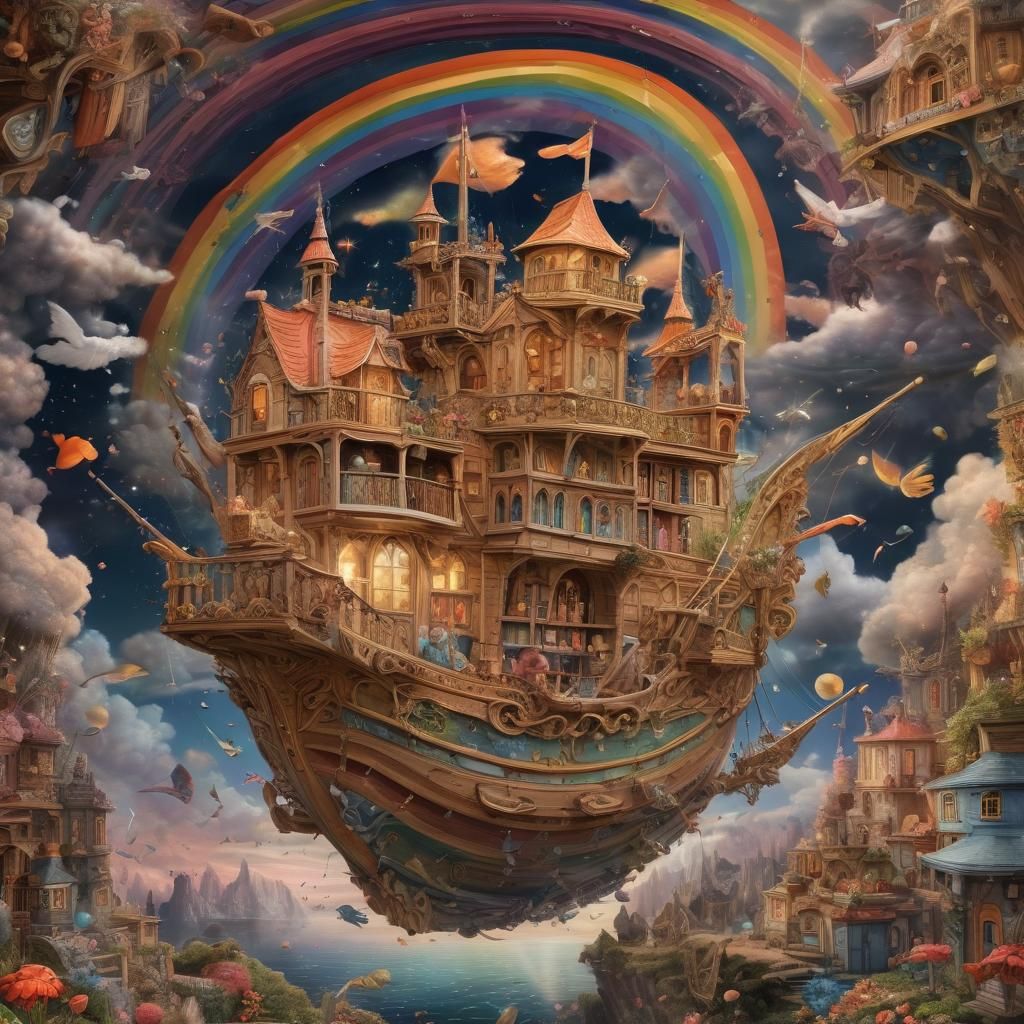Magical Flying Furniture Ship in Dreamscape