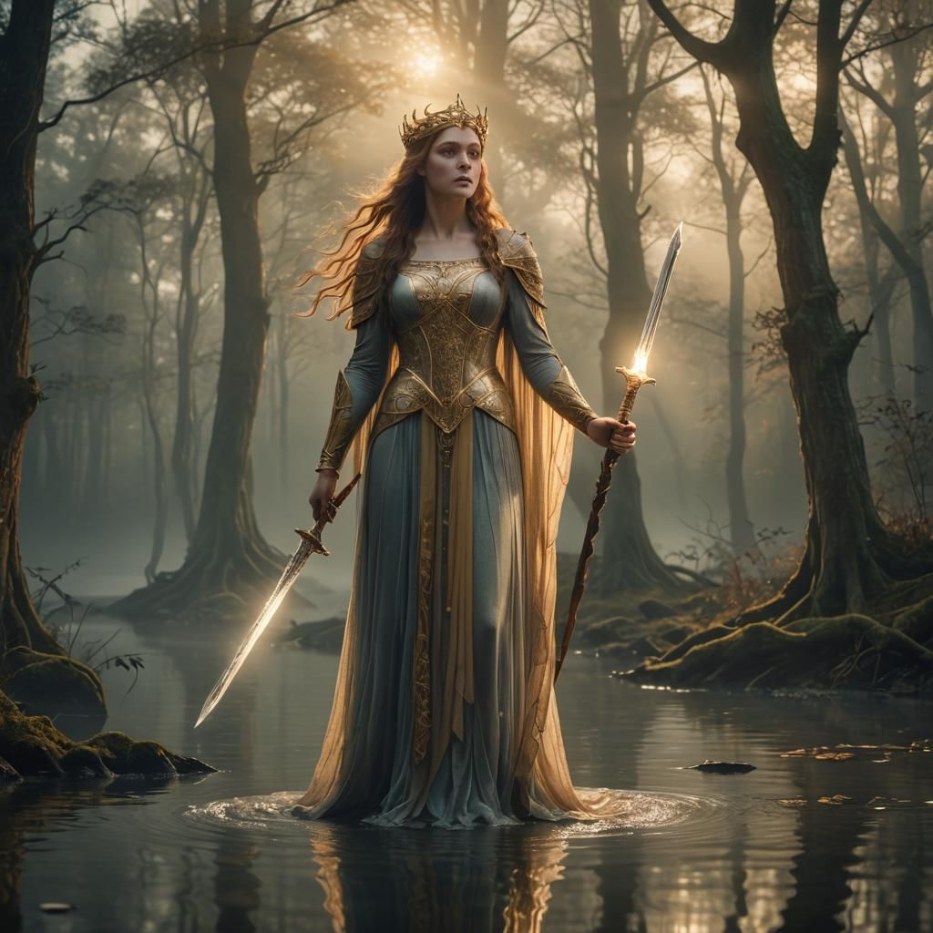 Art Nouveau Lady of the Lake with Sword