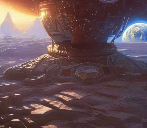 Cyborg Planet World Engine Digital Art