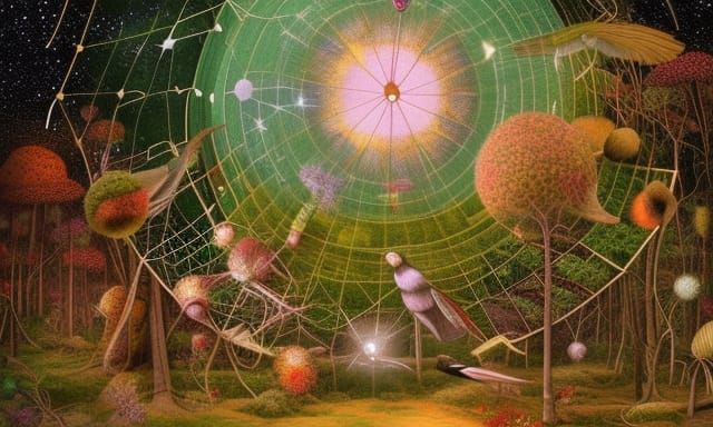 Human-Bird Hybrids on Stargazing Platform in Octane Render