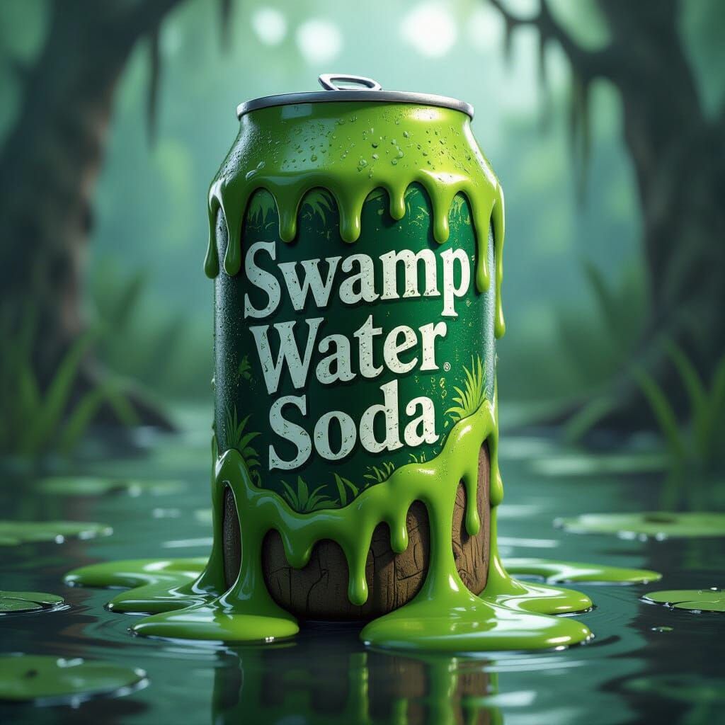 Swamp Water Soda Can with Dripping Slime