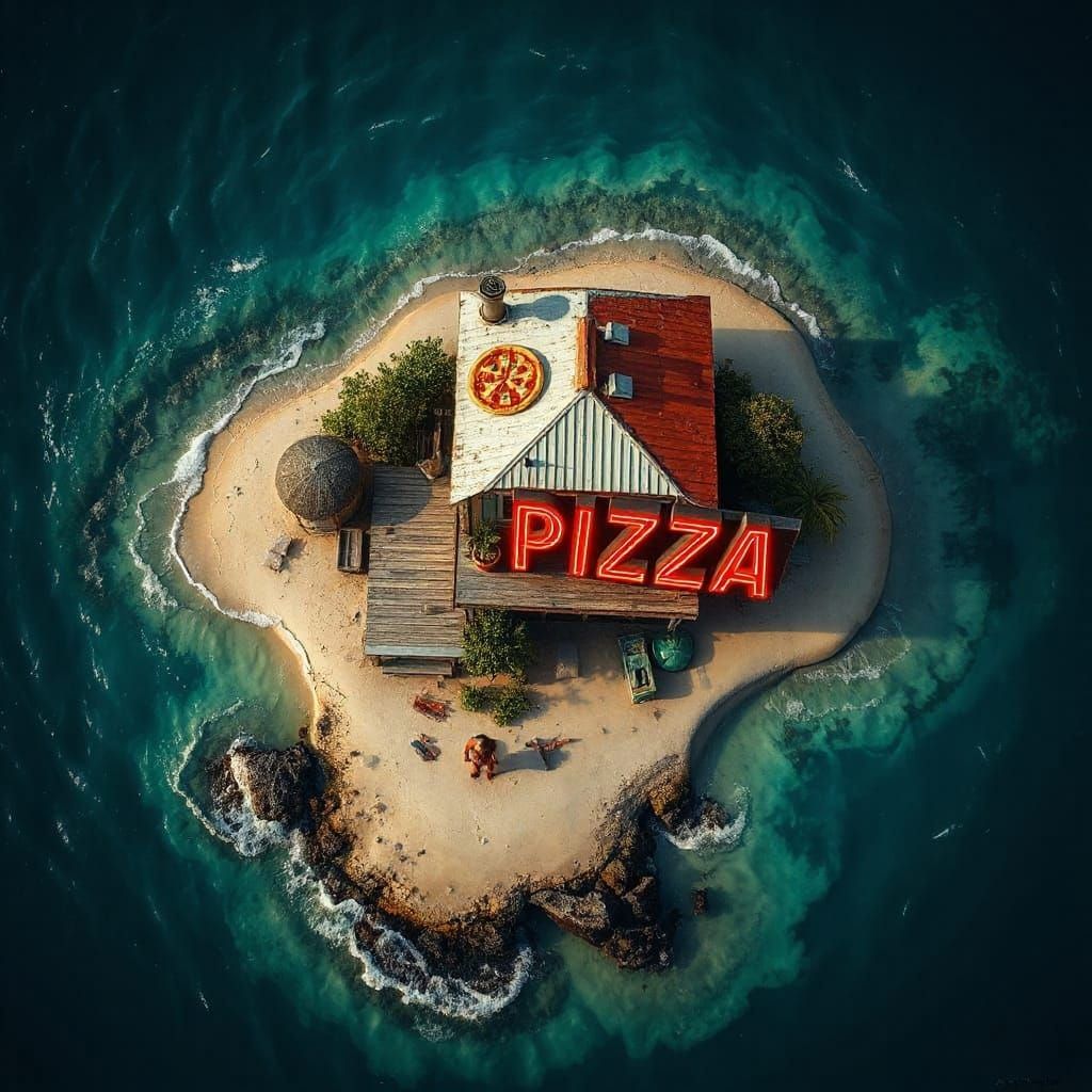 Surreal Beach Scene on a Desert Island