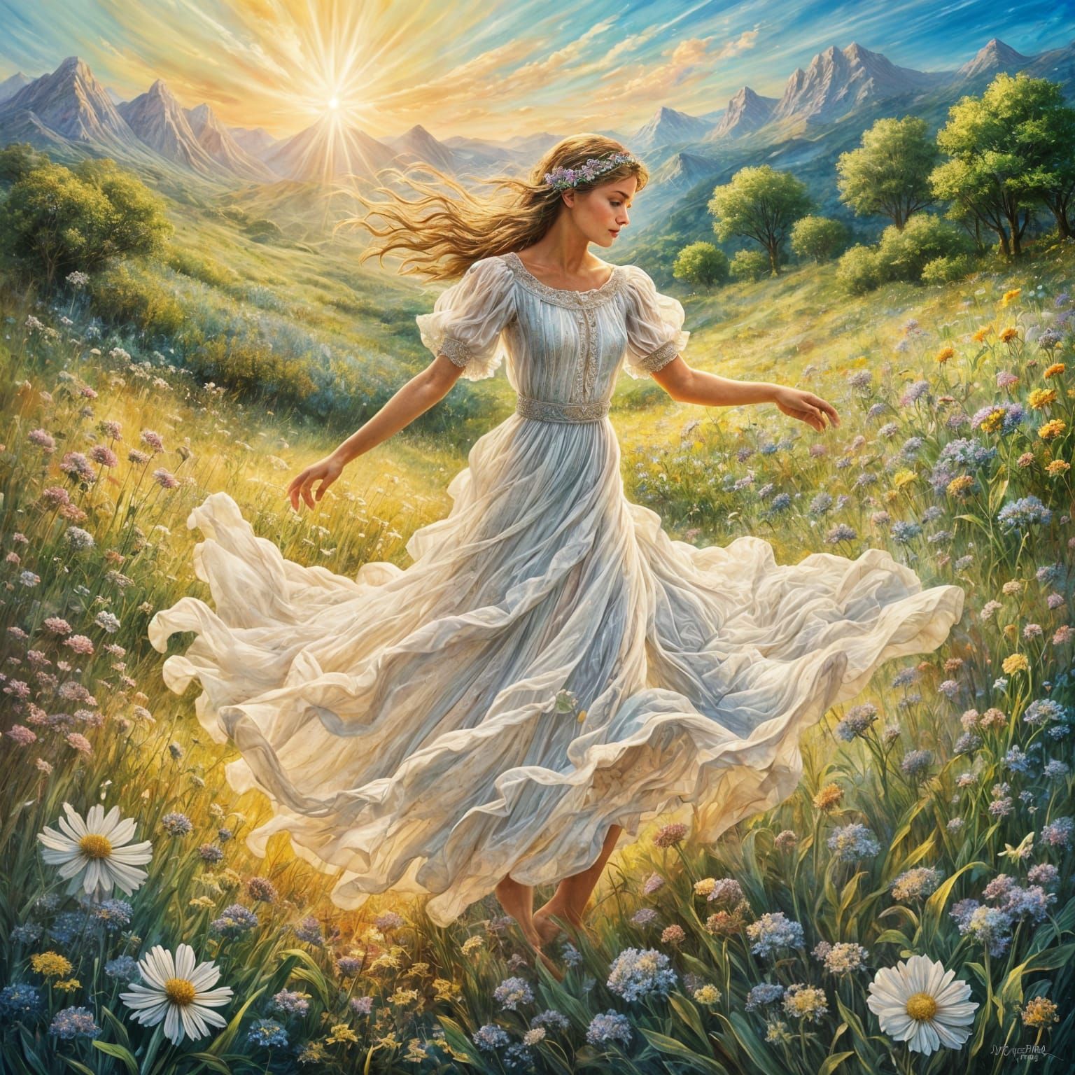 Radiant Innocence in a Whimsical Meadow