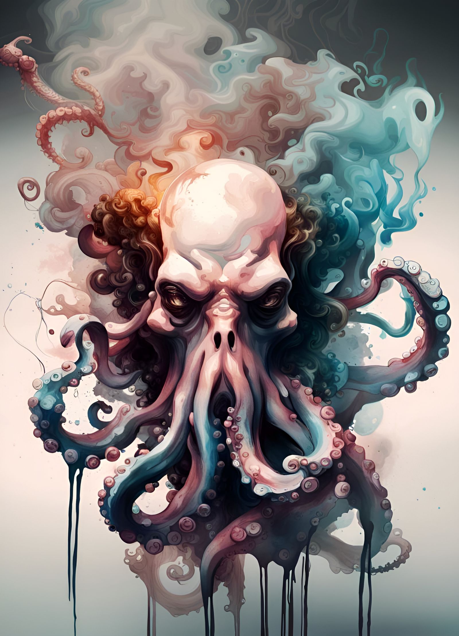Epic Octopus Dissolving into Smoke and Ink