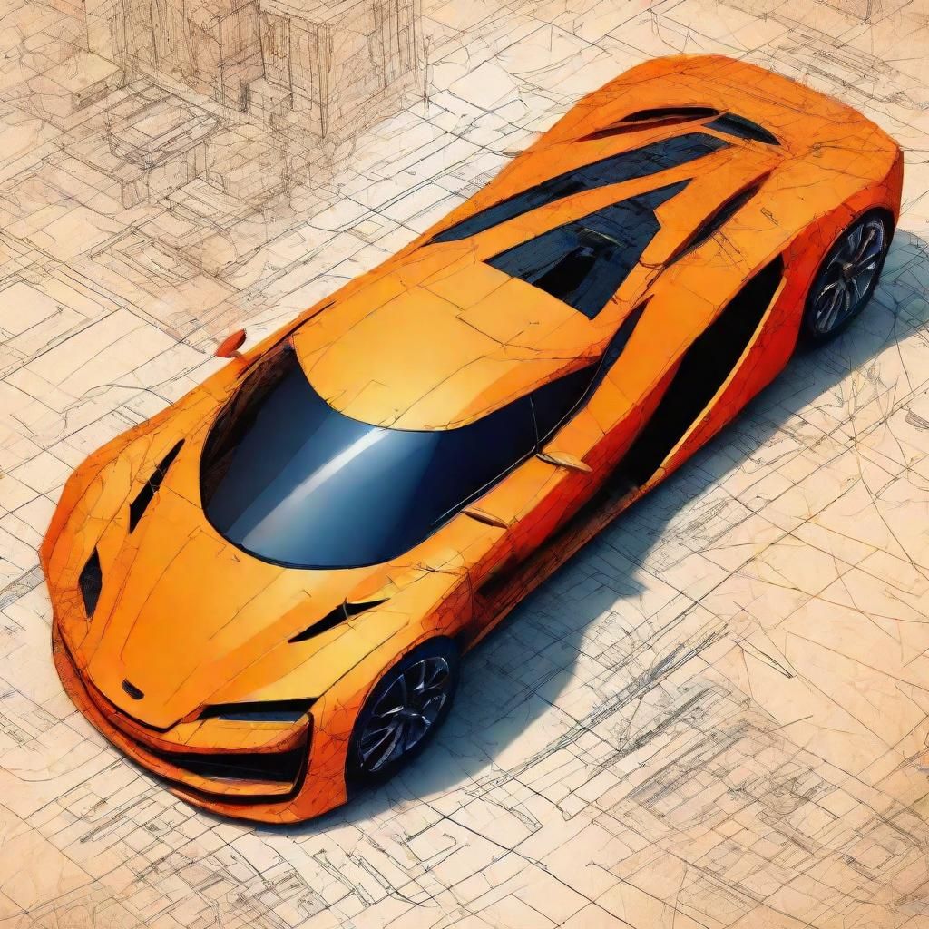 Futuristic Sports Car Design in Constructivist Style