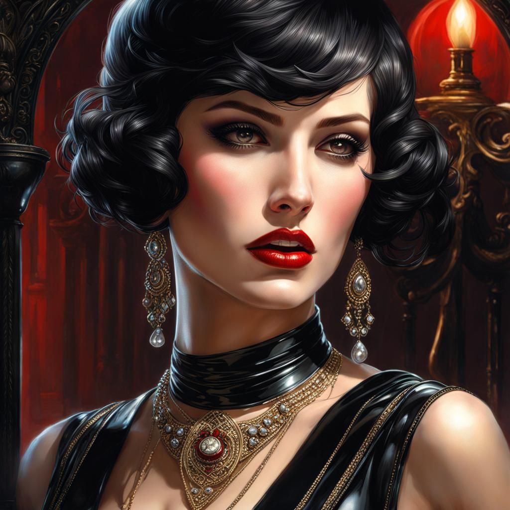 Gothic 1920s Woman Portrait in Fantasy Art Style
