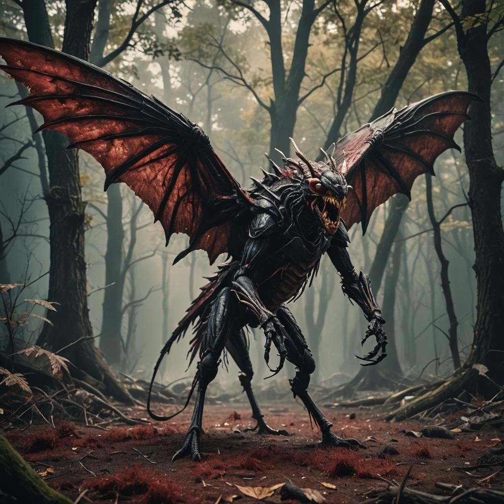 Giant Blood Wasp Void Beast in Cinematic Style