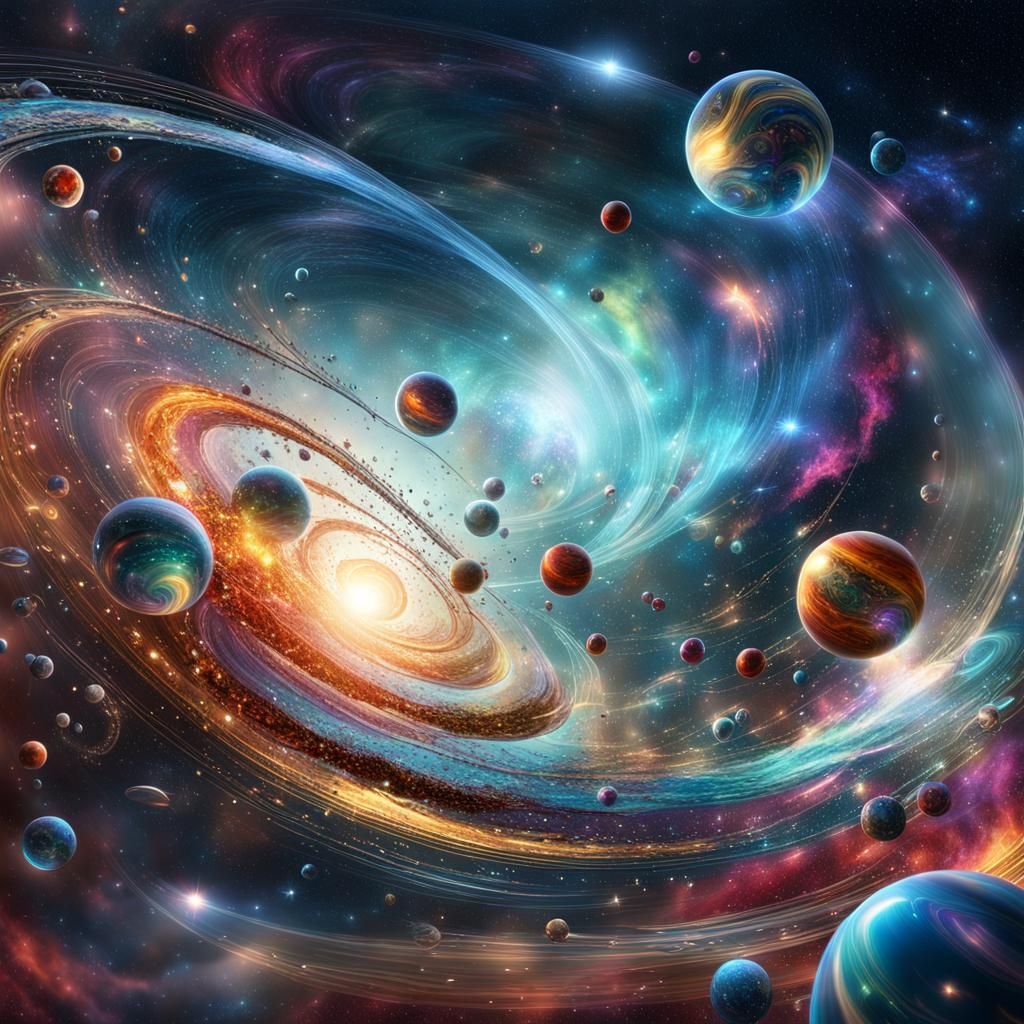 Cosmic Spheres in Surreal Matte Painting