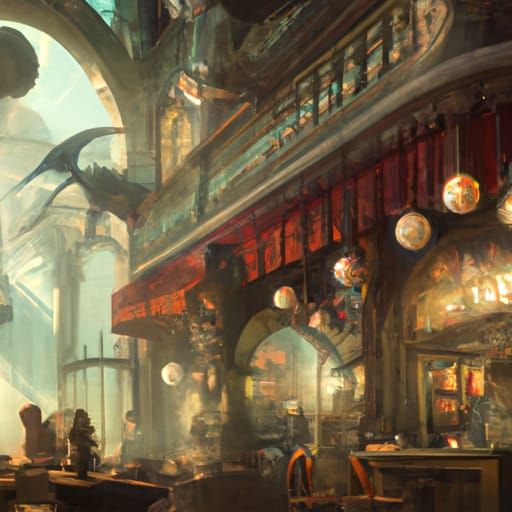 Cafe Scene as Digital Matte Painting