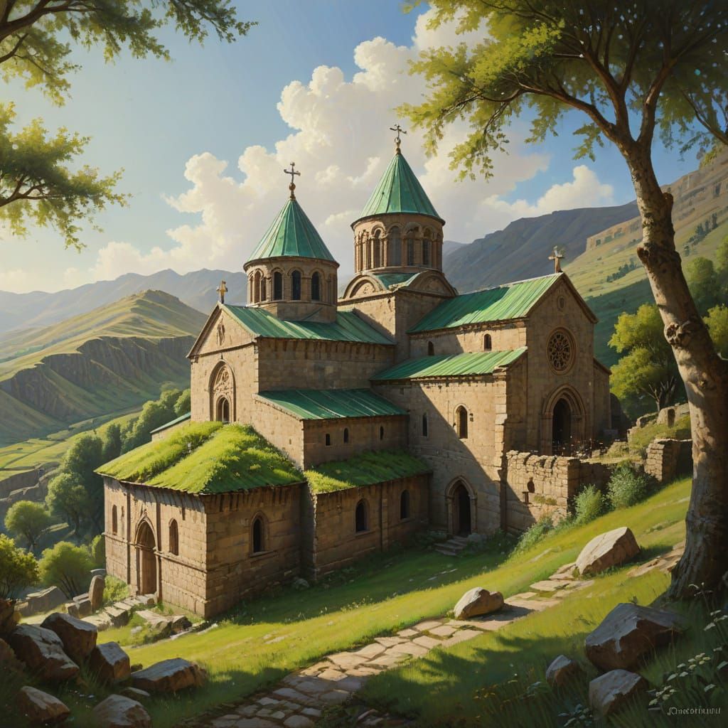 13th Century Haghartsin Monastery in Armenia Oil Painting
