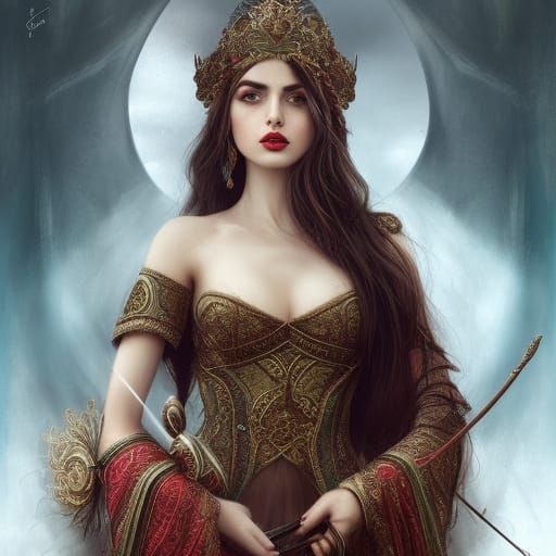 Glamorous Circassian Princess in Fantasy Art Style