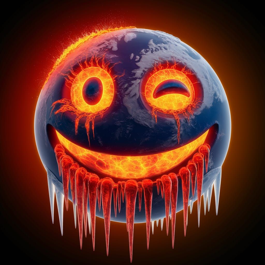 Earth as a Winking Emoji in 3D Render