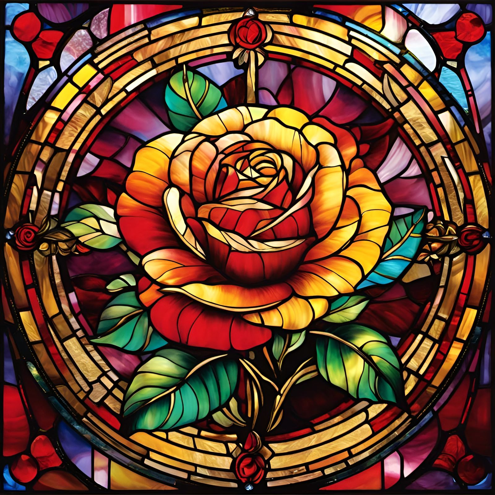 Amazing Roses Stained Glass Art in 5D