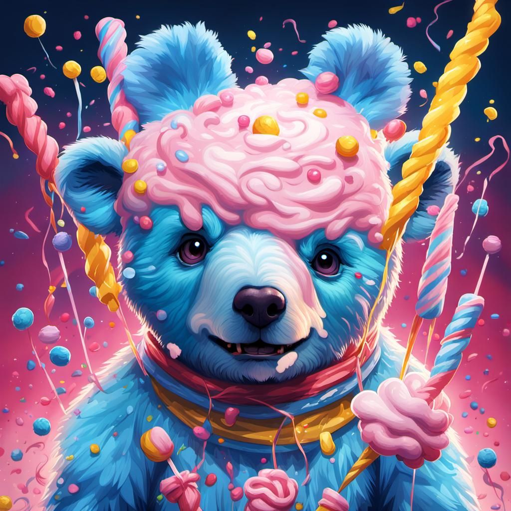 Scary Marshmallow Bear Spewing Candy, Artgerm Style