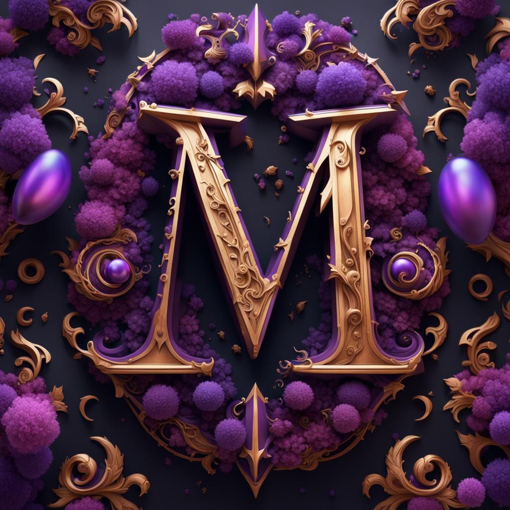 Purple M and A Letters on Black Background