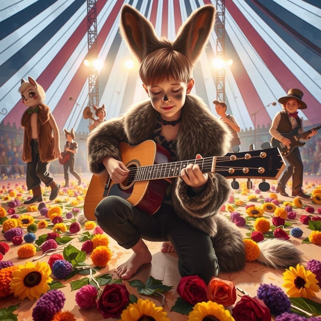 Whimsical Jazz Bunny on Guitar