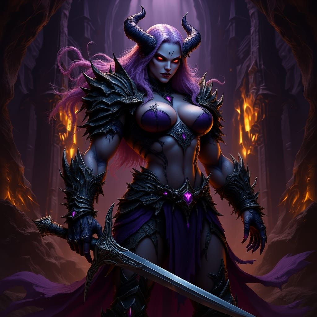 Drow Warrior Woman in Dark Fantasy Realm