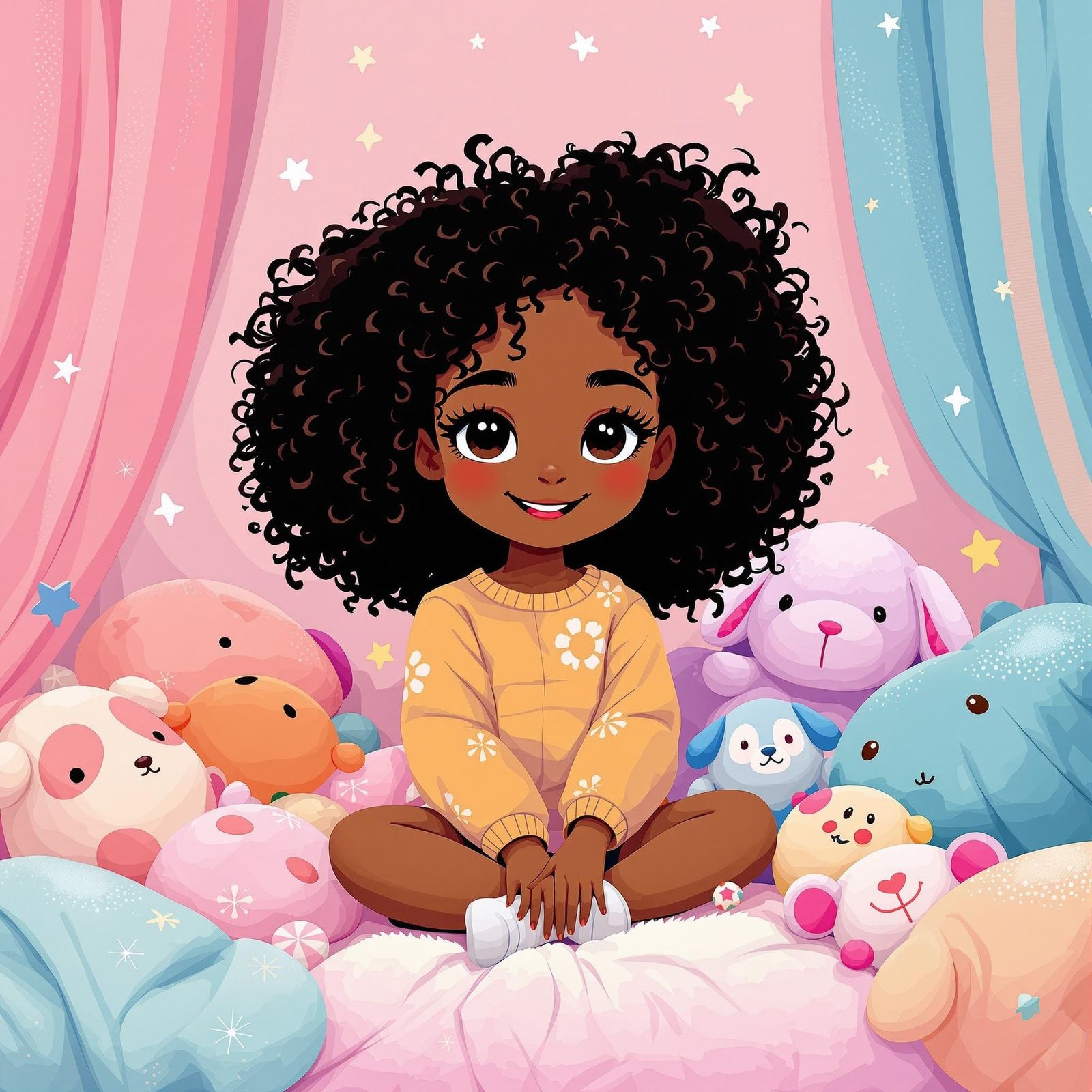 Cute Girl with Heterochromia in Vector Art Style