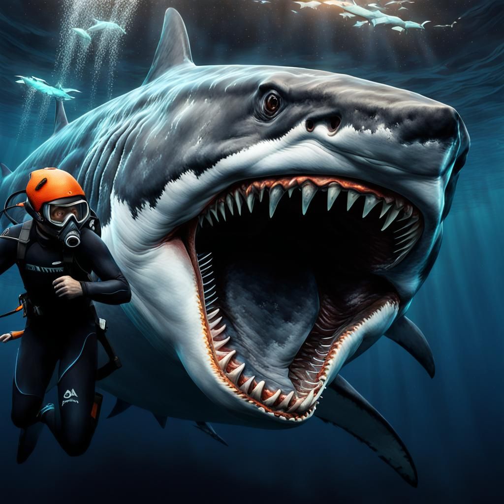 Megalodon Reborn in Dark Surrealism