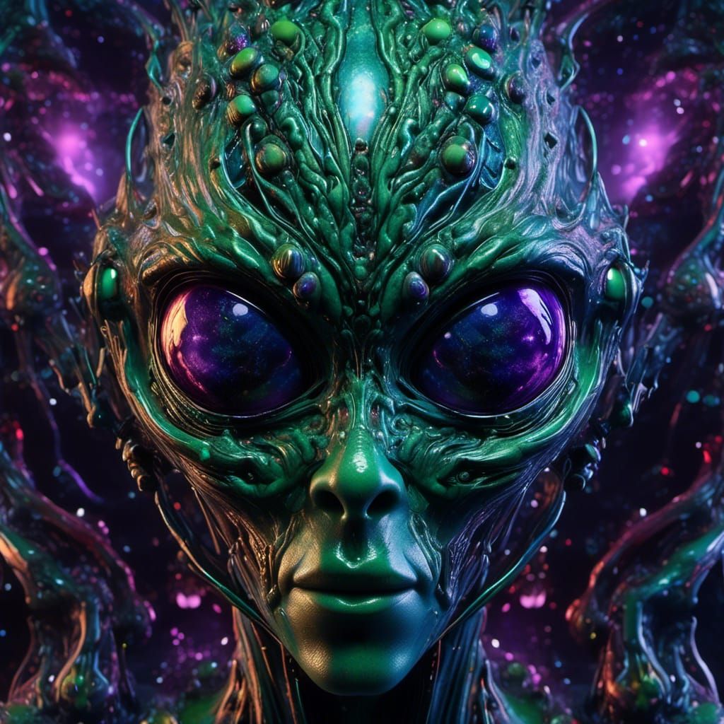 Sleek Alien Lifeform in Astral Cosmic Explosion