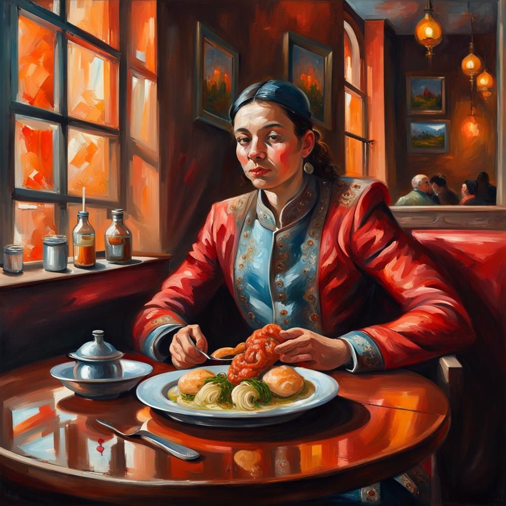 Georgian Still Life: Khinkali in Impressionist Style