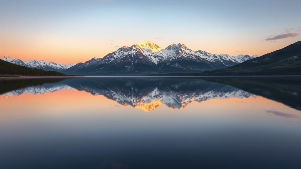 Mirror Lake Reflects Mountains at Twilight