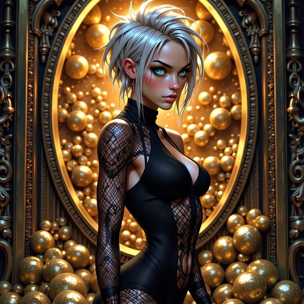 Anime Thief in Treasure Vault, Digital Art Portrait