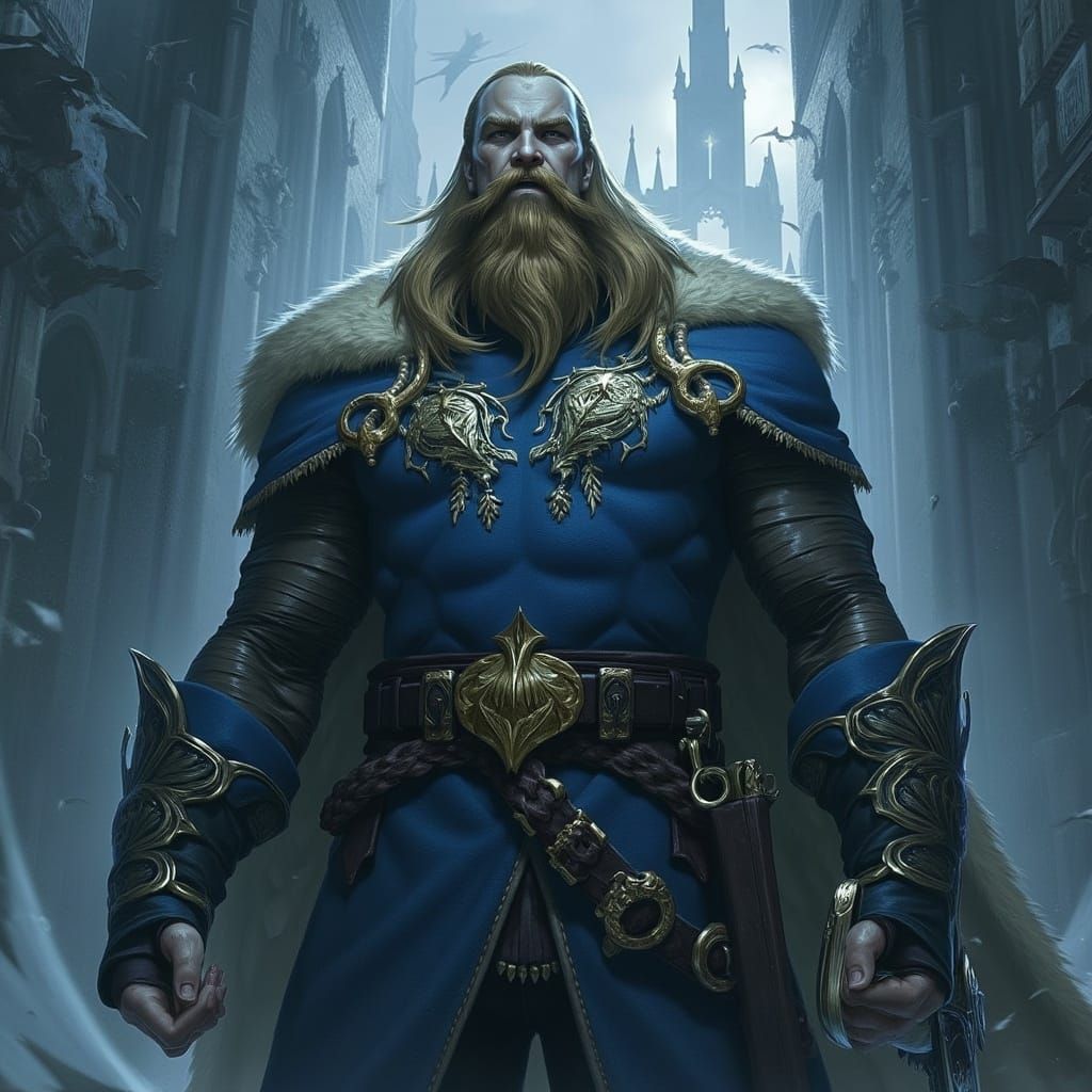 Medieval Warrior in Gothic Cathedral, Dark Fantasy Art