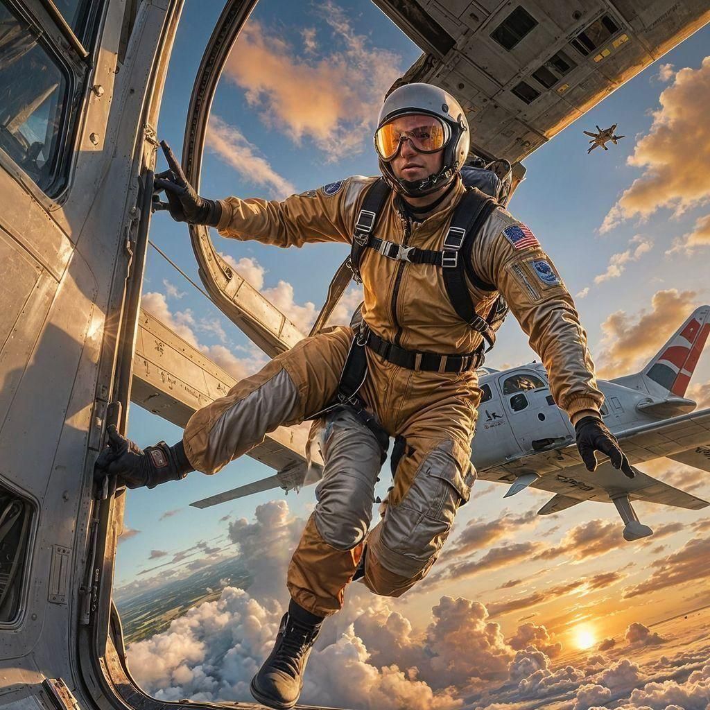 Thrilling Skydiver Moments - Aerial Leap of Faith